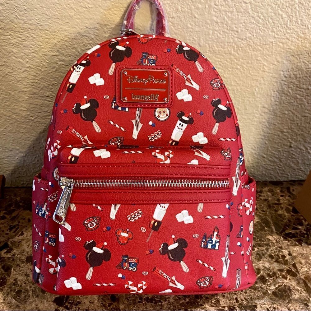 Mickey & Friends Holiday Loungefly Mini Backpack Sweet Treats Snacks NWT